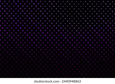 Dark purple vector pattern with symbol of cards. Illustration with set of hearts, spades, clubs, diamonds. Pattern for leaflets of poker games, events.