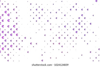 Dark Purple vector pattern with symbols of Euro. Blurred design in simple style with symbols of Euro. The pattern can be used as ads, poster, banner for payments.