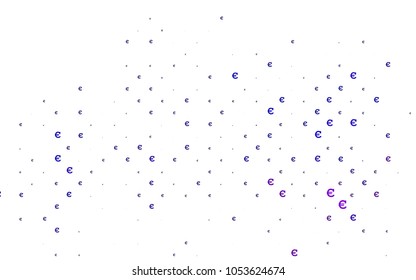 Dark Purple vector pattern with symbols of Euro. Shining illustration with signs of Euro on abstract template. Best design for your ad, poster, banner of BTC money.