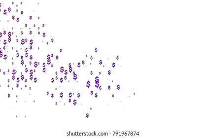 Dark Purple vector pattern with symbols of dollars. Shining colored illustration with dollar signs, USD. The pattern can be used for ad, booklets, leaflets of banks