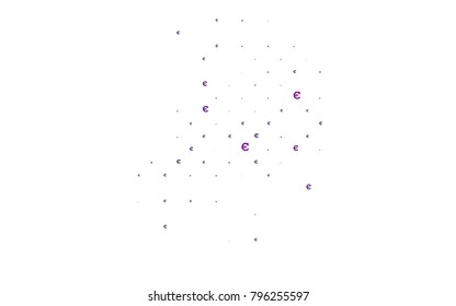 Dark Purple vector pattern with symbols of Euro. Colored symbols of cryptocurrency on white background. The pattern can be used as ads, poster, banner for payments.