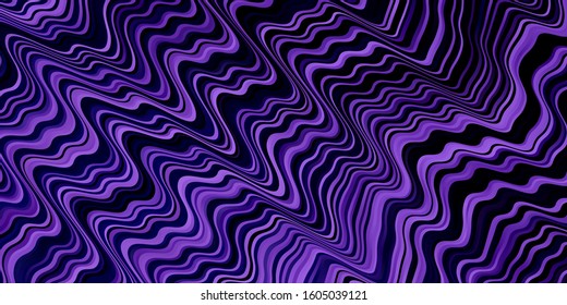 Dark Purple vector pattern with wry lines. Illustration in abstract style with gradient curved.  Pattern for websites, landing pages.
