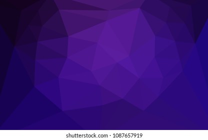 Dark Purple vector polygon abstract layout with a heart in a centre. A sample with polygonal shapes. A new texture for your web site.