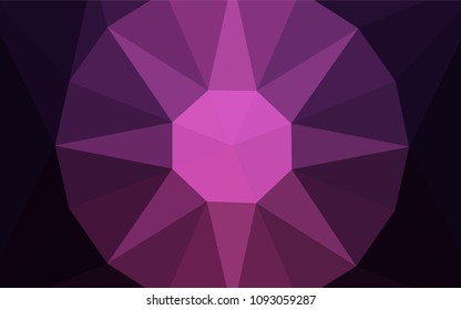 Dark Purple vector polygon abstract background with a gem in a centre. Polygonal abstract illustration with gradient. Template for cell phone's backgrounds.