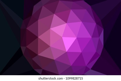 Dark Purple vector polygon abstract background with a gem in a centre. Illustration in halftone style with triangles. Best triangular design for your business.