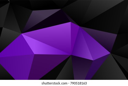 Dark Purple vector polygonal background. Triangular geometric sample with gradient.  The textured pattern can be used for background.
