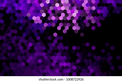 Dark Purple vector polygonal illustration, which consist of hexagons. Hexagonal pattern for your business design. Geometric background in Origami style with gradient. 