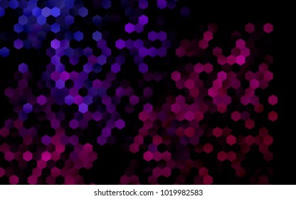 Dark Purple vector polygonal illustration, which consist of hexagons. Hexagonal pattern for your business design. Geometric background in Origami style with gradient. 