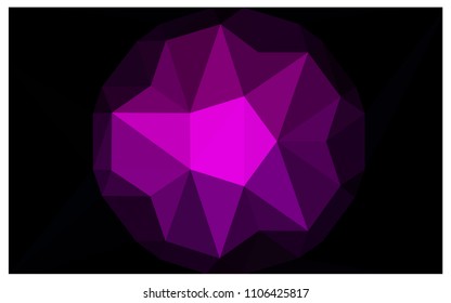 Dark Purple vector polygonal illustration, which consist of triangles with a gemstone in center. Triangular design of a huge diamond for your business. Creative geometric background of gems.