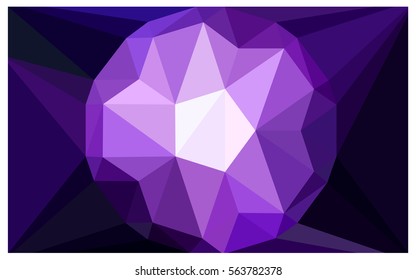 Dark Purple vector polygonal illustration, which consist of triangles with a gemstone in center. Triangular design of a huge diamond for your business. Creative geometric background of gems.