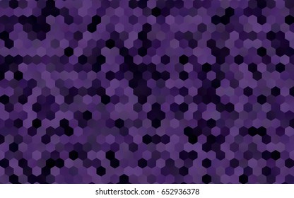 Dark Purple vector polygonal illustration, which consist of hexagons. Hexagonal pattern for your business design. Geometric background in Origami style with gradient. 