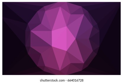 Dark Purple vector polygonal illustration, which consist of triangles with a gemstone in center. Triangular design of a huge diamond for your business. Creative geometric background of gems.