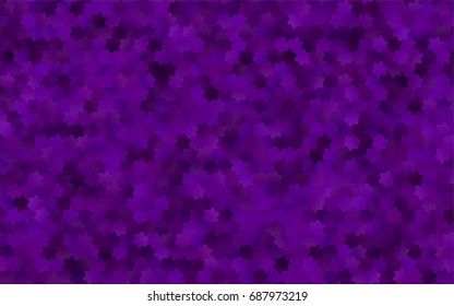 Dark Purple vector polygonal illustration, which consist of hexagons. Hexagonal pattern for your business design. Geometric background in Origami style with gradient. 