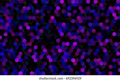 Dark Purple vector polygonal illustration, which consist of hexagons. Hexagonal pattern for your business design. Geometric background in Origami style with gradient. 