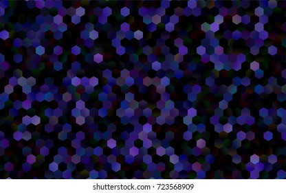 Dark Purple vector polygonal illustration, which consist of hexagons. Hexagonal pattern for your business design. Geometric background in Origami style with gradient. 
