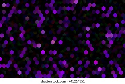 Dark Purple vector polygonal illustration, which consist of hexagons. Hexagonal pattern for your business design. Geometric background in Origami style with gradient. 