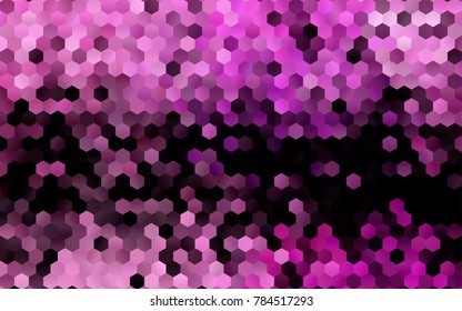 Dark Purple vector polygonal illustration, which consist of hexagons. Hexagonal design for your business. Creative geometric background in Origami style with gradient