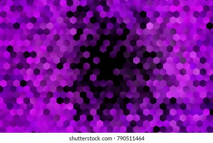 Dark Purple vector polygonal illustration, which consist of hexagons. Hexagonal pattern for your business design. Geometric background in Origami style with gradient. 