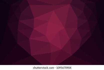 Dark Purple vector polygonal template with a heart in a centre. Colorful illustration with gradient. A new texture for your web site.