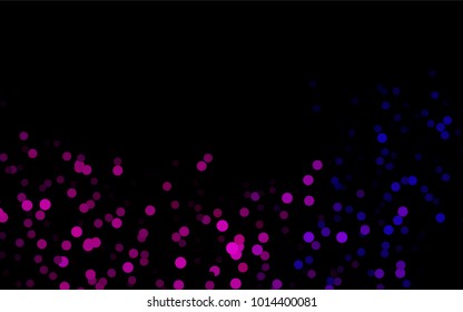 Dark Purple vector red banner with set of circles, dots. Donuts Background. Creative Design Template. Technological halftone illustration.