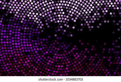 Dark Purple vector red banner with set of circles, dots. Donuts Background. Creative Design Template. Technological halftone illustration.