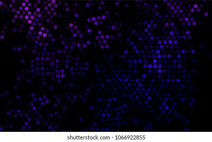 Dark Purple vector red banner with set of circles, dots. Donuts Background. Creative Design Template. Technological halftone illustration.