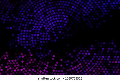 Dark Purple vector red banner with set of circles, dots. Donuts Background. Creative Design Template. Technological halftone illustration.