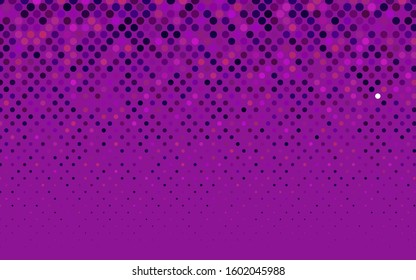 Dark Purple vector red banner with set of circles, dots. Donuts Background. Creative Design Template. Technological halftone illustration.