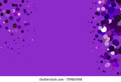 Dark Purple vector red banner with set of circles, dots. Donuts Background. Creative Design Template. Technological halftone illustration.