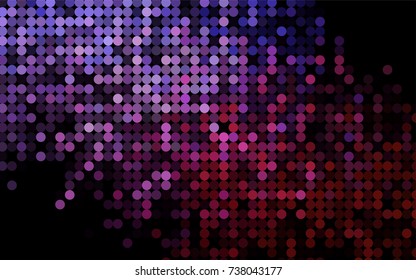 Dark Purple vector red banner with set of circles, dots. Donuts Background. Creative Design Template. Technological halftone illustration.