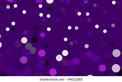 Dark Purple vector red banner with set of circles, dots. Donuts Background. Creative Design Template. Technological halftone illustration.