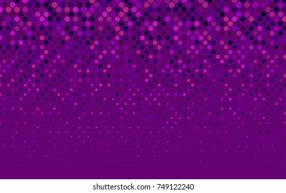 Dark Purple vector red banner with set of circles, dots. Donuts Background. Creative Design Template. Technological halftone illustration.