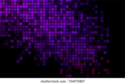 Dark Purple vector red banner with set of circles, dots. Donuts Background. Creative Design Template. Technological halftone illustration.