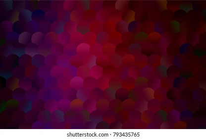 Dark Purple vector red banner with set of circles, dots. Donuts Background. Creative Design Template. Technological halftone illustration.