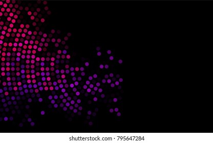 Dark Purple vector red banner with set of circles, dots. Donuts Background. Creative Design Template. Technological halftone illustration.