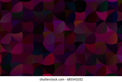 Dark Purple vector red pattern of geometric circles, shapes. Colorful mosaic banner. Geometric background with colored disks.