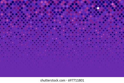 Dark Purple vector red pattern of geometric circles, shapes. Colorful mosaic banner. Geometric background with colored disks.