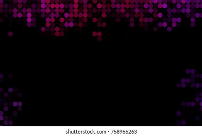 Dark Purple vector red pattern of geometric circles, shapes. Colorful mosaic banner. Geometric background with colored disks.