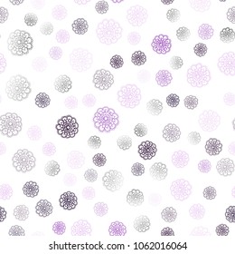 Dark Purple vector seamless abstract doodle background. Brand-new colored illustration in blurry style with flowers. Completely new template for your brand book.