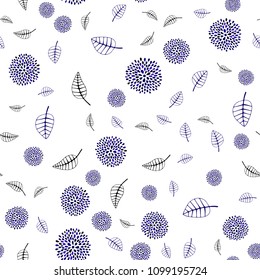 Dark Purple vector seamless abstract design with leaves and flowers. Colorful illustration in doodle style with leaves, flowers. Brand new style for your business design.