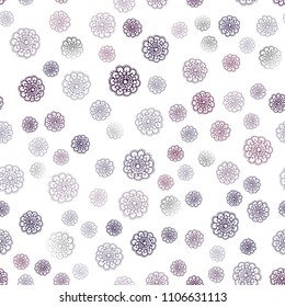 Dark Purple vector seamless abstract doodle template. Doodle illustration of flowers in Origami style with gradient. Brand-new style for your business design.
