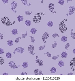 Dark Purple vector seamless abstract background with leaves and flowers. Modern abstract illustration with leaves and flowers. A new texture for your wallpaper design.