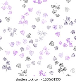 Dark Purple vector seamless abstract pattern with leaves. Brand new colored illustration in blurry style with leaves. Pattern for design of fabric, wallpapers.