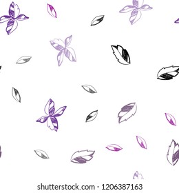 Dark Purple vector seamless abstract background with leaves. Doodle illustration of leaves in Origami style with gradient. Pattern for trendy fabric, wallpapers.