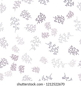 Dark Purple vector seamless abstract backdrop with branches. Decorative design in Indian style on white background. Design for textile, fabric, wallpapers.