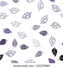 Dark Purple vector seamless abstract design with leaves. A vague abstract illustration with leaves in doodles style. Pattern for trendy fabric, wallpapers.