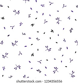 Dark Purple vector seamless abstract background with leaves. Colorful illustration in doodle style with leaves. Pattern for design of fabric, wallpapers.