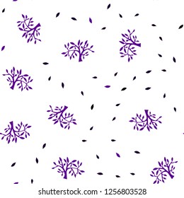 Dark Purple vector seamless abstract design with leaves, branches. Modern abstract illustration with leaves and branches. Template for business cards, websites.