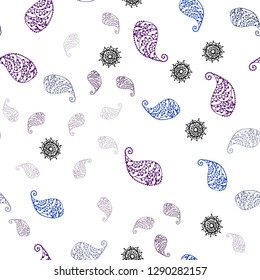 Dark Purple vector seamless abstract pattern with leaves and flowers. Glitter abstract illustration with leaves and flowers. Pattern for trendy fabric, wallpapers.