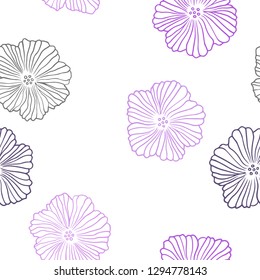 Dark Purple vector seamless abstract backdrop with flowers. Colorful illustration in doodle style with flowers. Texture for window blinds, curtains.